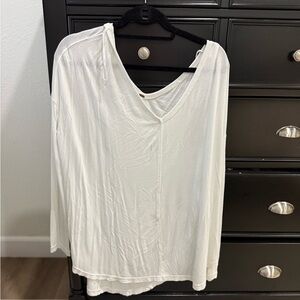 Free People Cream Asymmetrical Long Sleeve Blouse